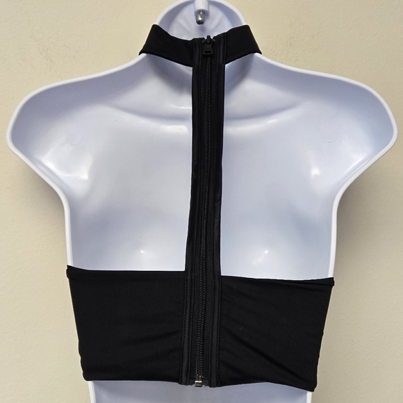 Onia Laura Zip Choker Bikini Top Jet Black S - Picture 6 of 13